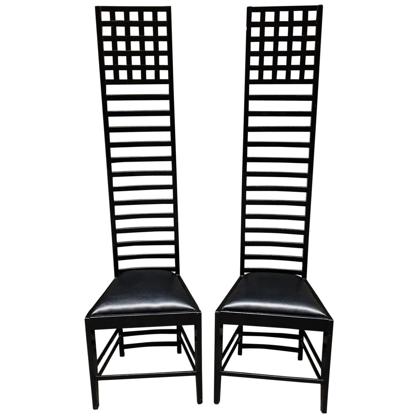 Pair of Mackintosh High Back Chairs, 1980s