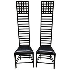 Pair of Mackintosh High Back Chairs, 1980s