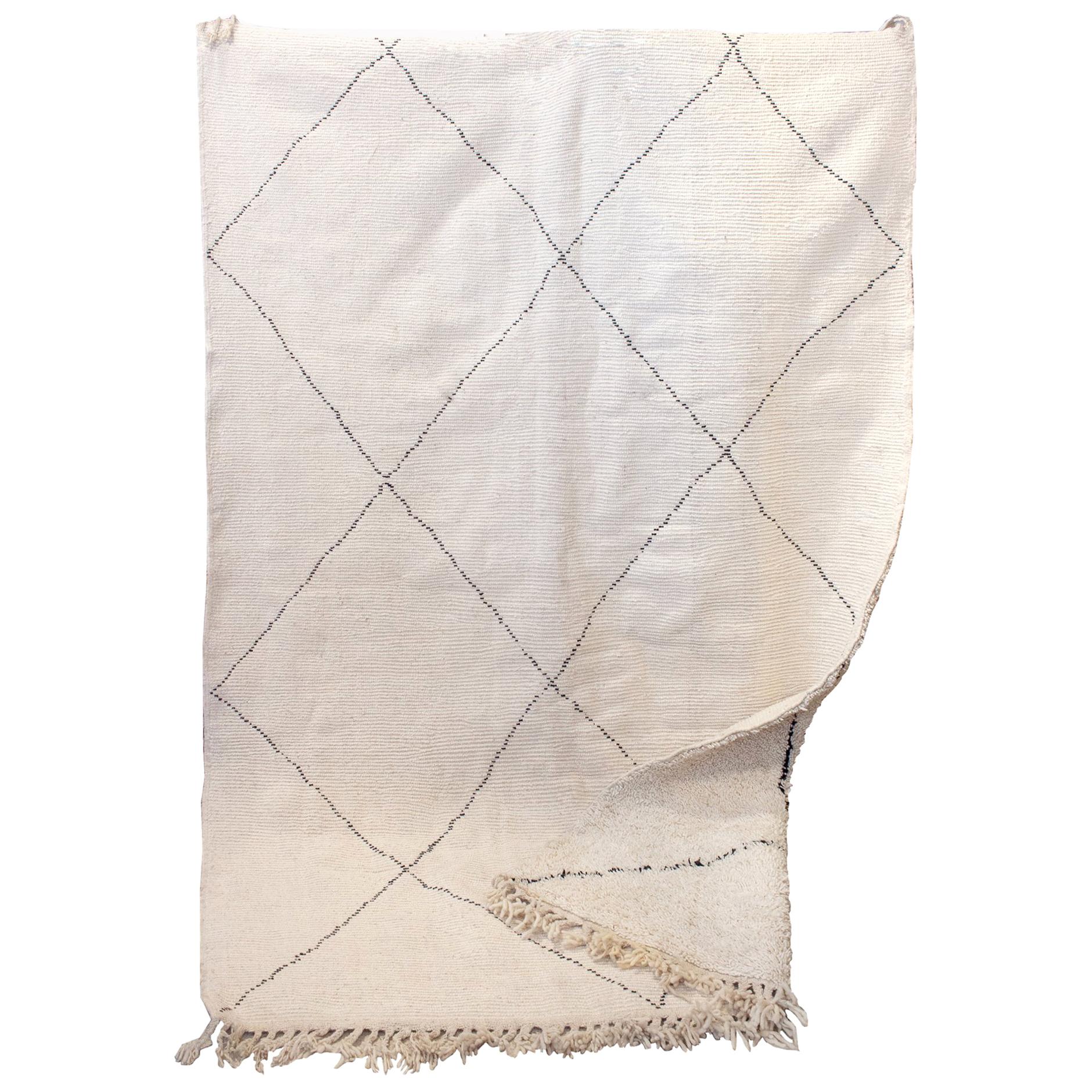Moroccan Beni Ourain Double-Sided Berber Rug in Ivory and Black
