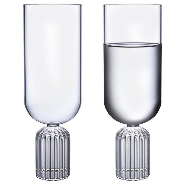 EU Clients Pair of Czech Contemporary May Medium Tall Glasses Handmade, in Stock