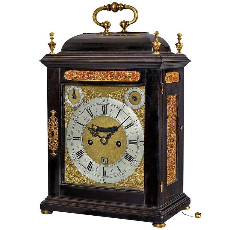 William III Period Antique Ebony Clock by Richard Street, London at 1stdibs