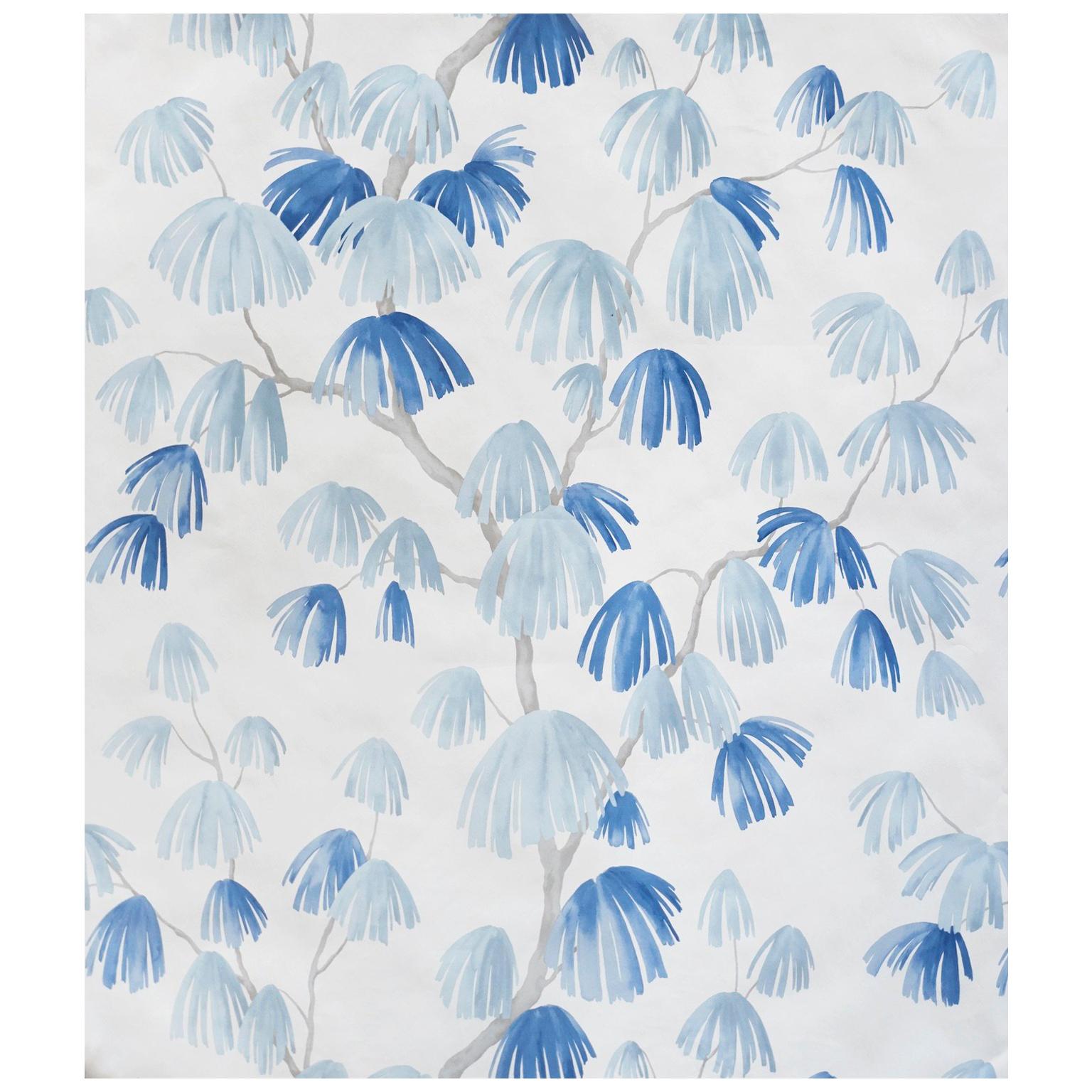 Schumacher David Kaihoi Weeping Pine Botanical Slate Wallpaper For Sale