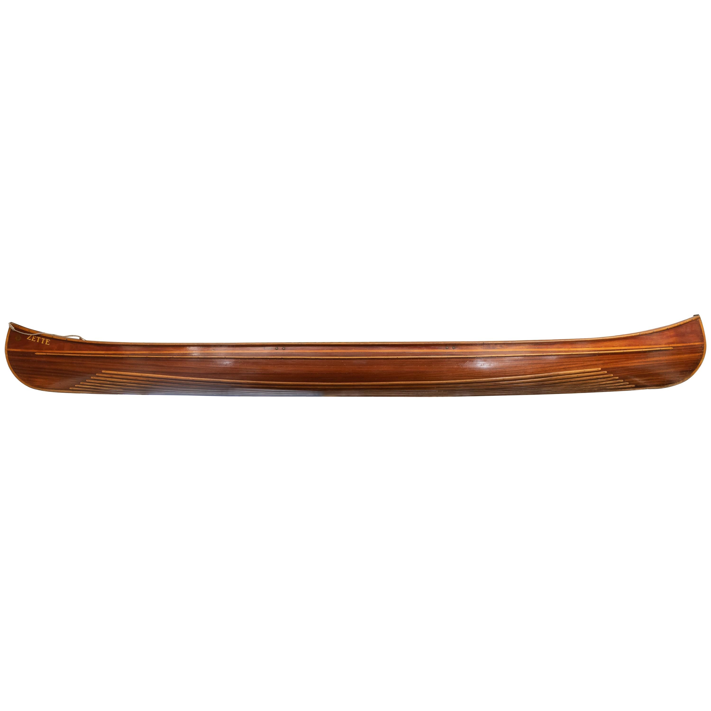 "Zette" Finely Made French Wooden Canoe by Pierre Del Mez, Le Perreaux For Sale