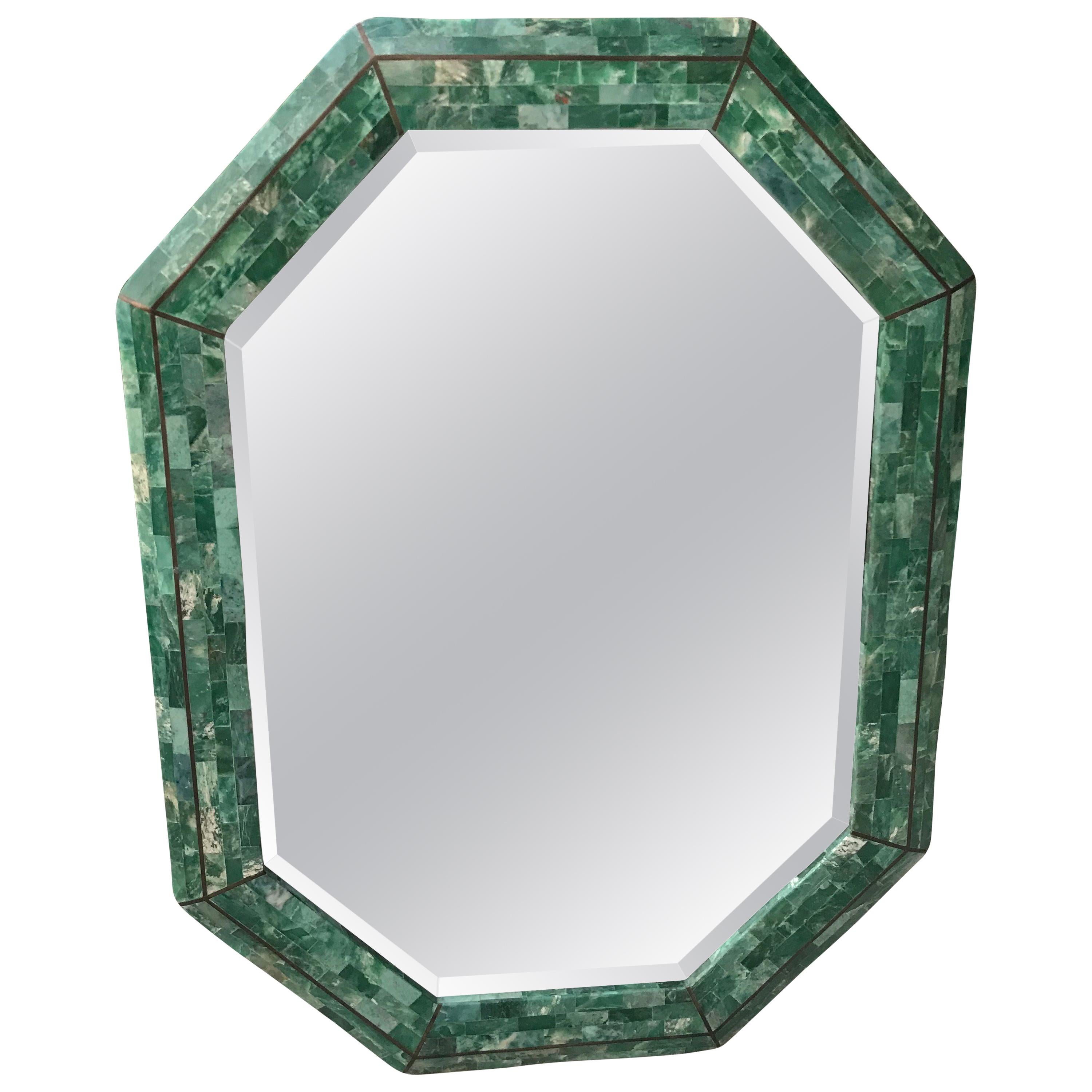 Maitland-Smith Tessellated Stone Octagonal Mirror