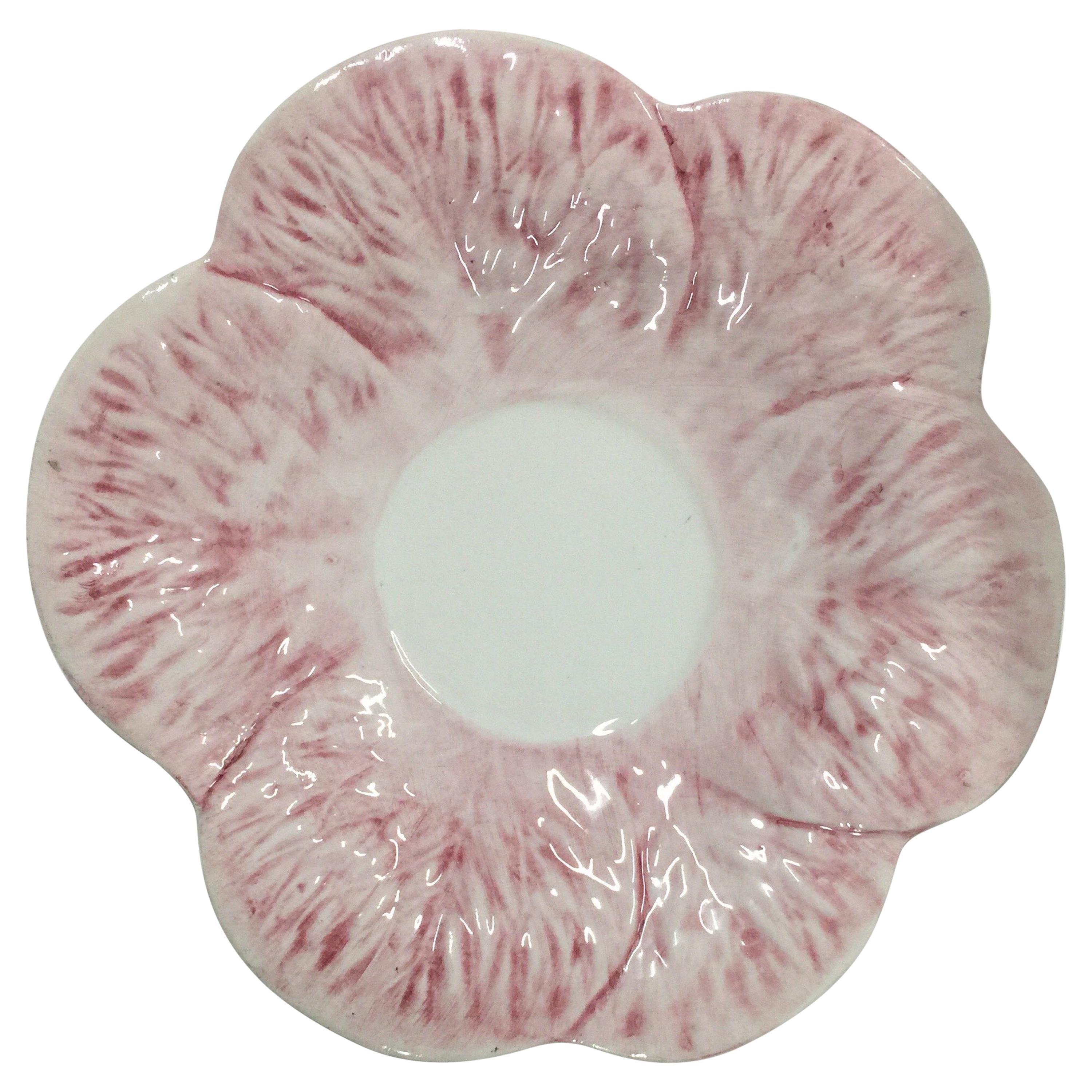 Majolica Pink Cabbage Dish by Mottahede For Sale