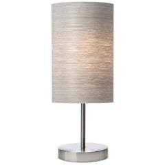 Modern Gray Tay Wood Veneer Table Lamp with Brushed Steel