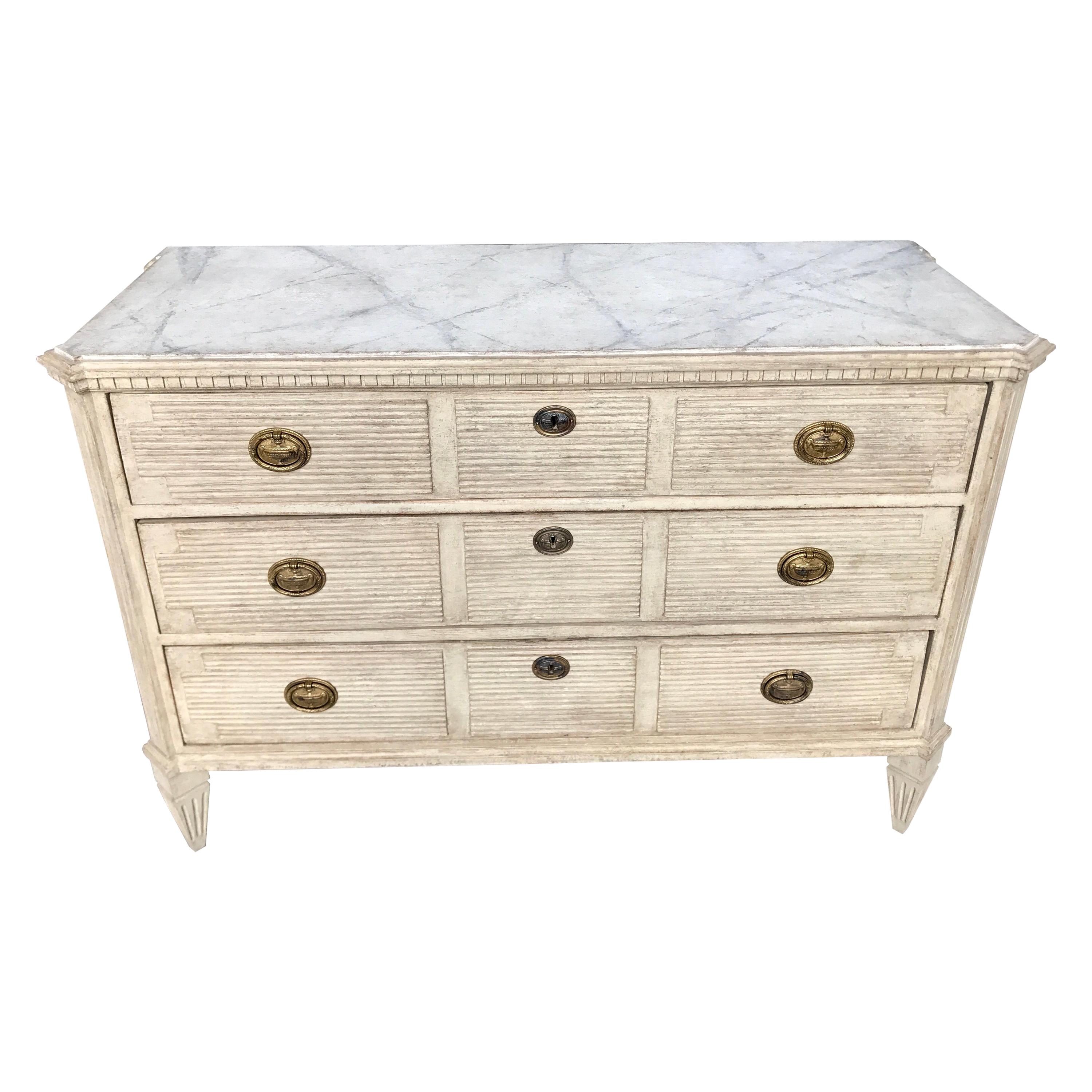 Antique Gustavian Style Chest of Drawers, Mid-19th Century For Sale