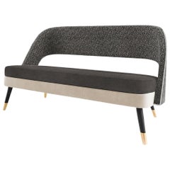 Ava Settee 3-Seat Smooth Dark Seat and Textured Fabric Backrest
