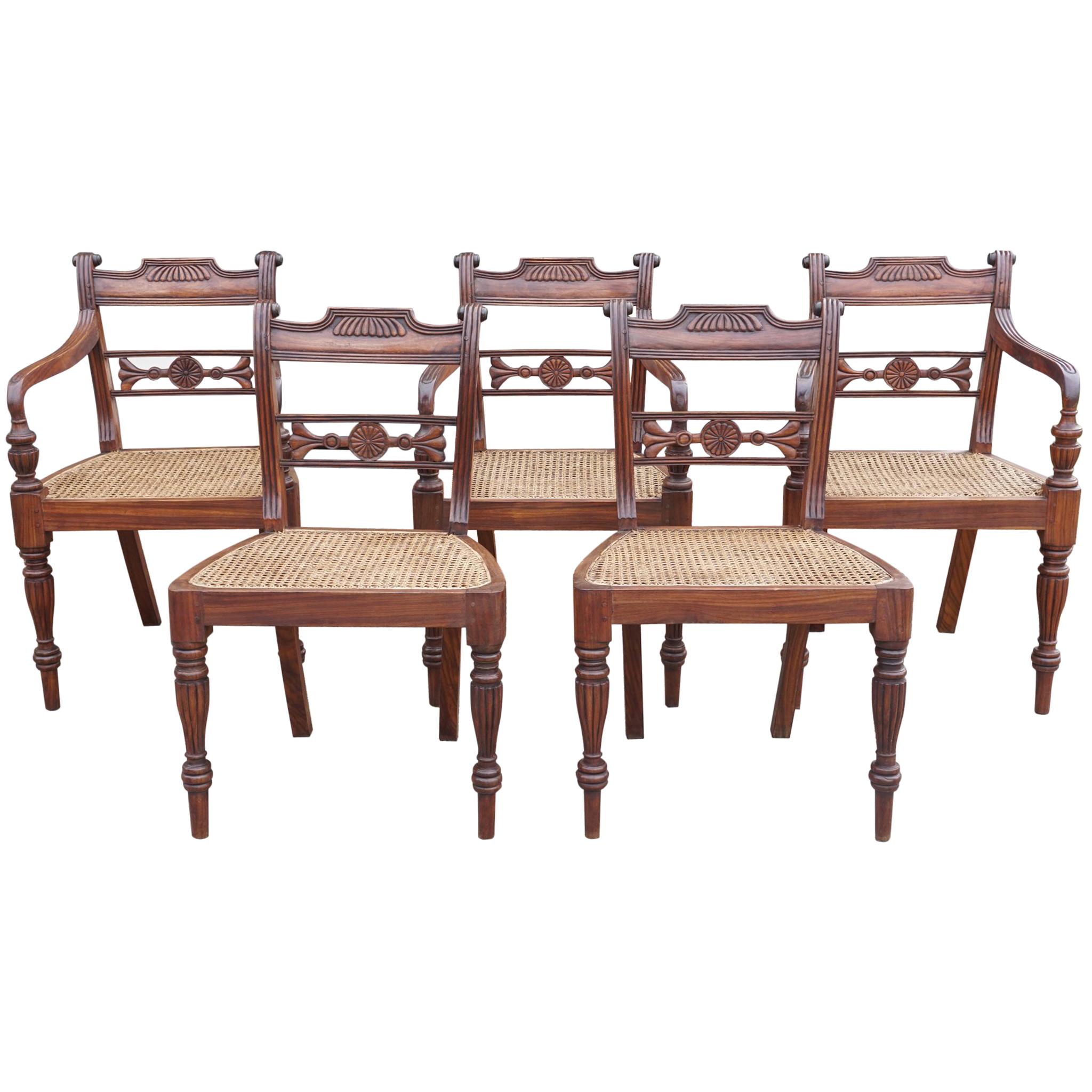 Set of Ten Regency Style Anglo-Indian Chairs For Sale