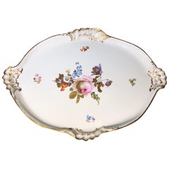 Large Meissen Tray, Flowers and Gilt Decoration, circa 1870