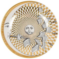 Vintage Piero Fornasetti White and Golden Calendar Plate, 1999