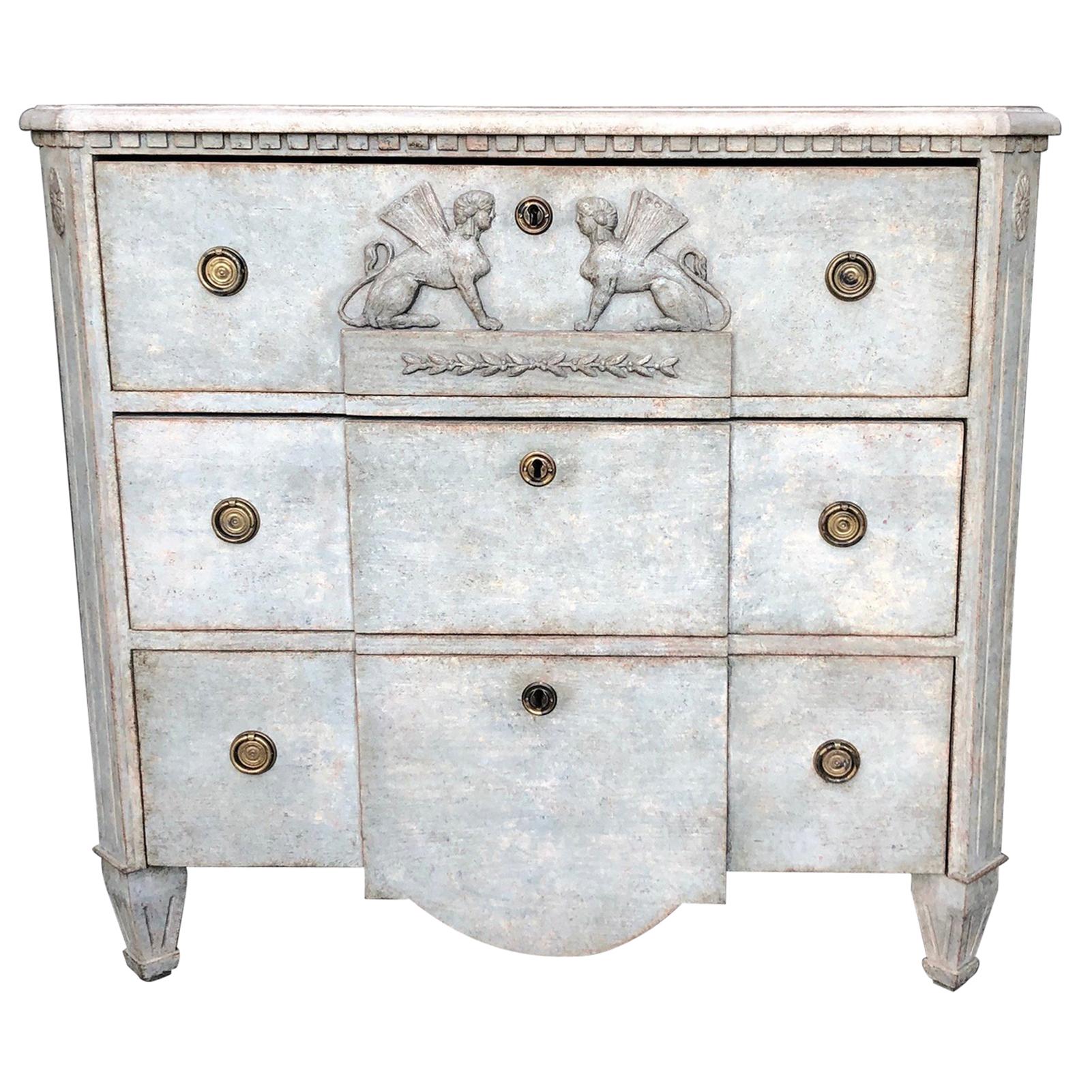Antique Swedish Neoclassical Chest of Drawers, Mid-19th Century For Sale