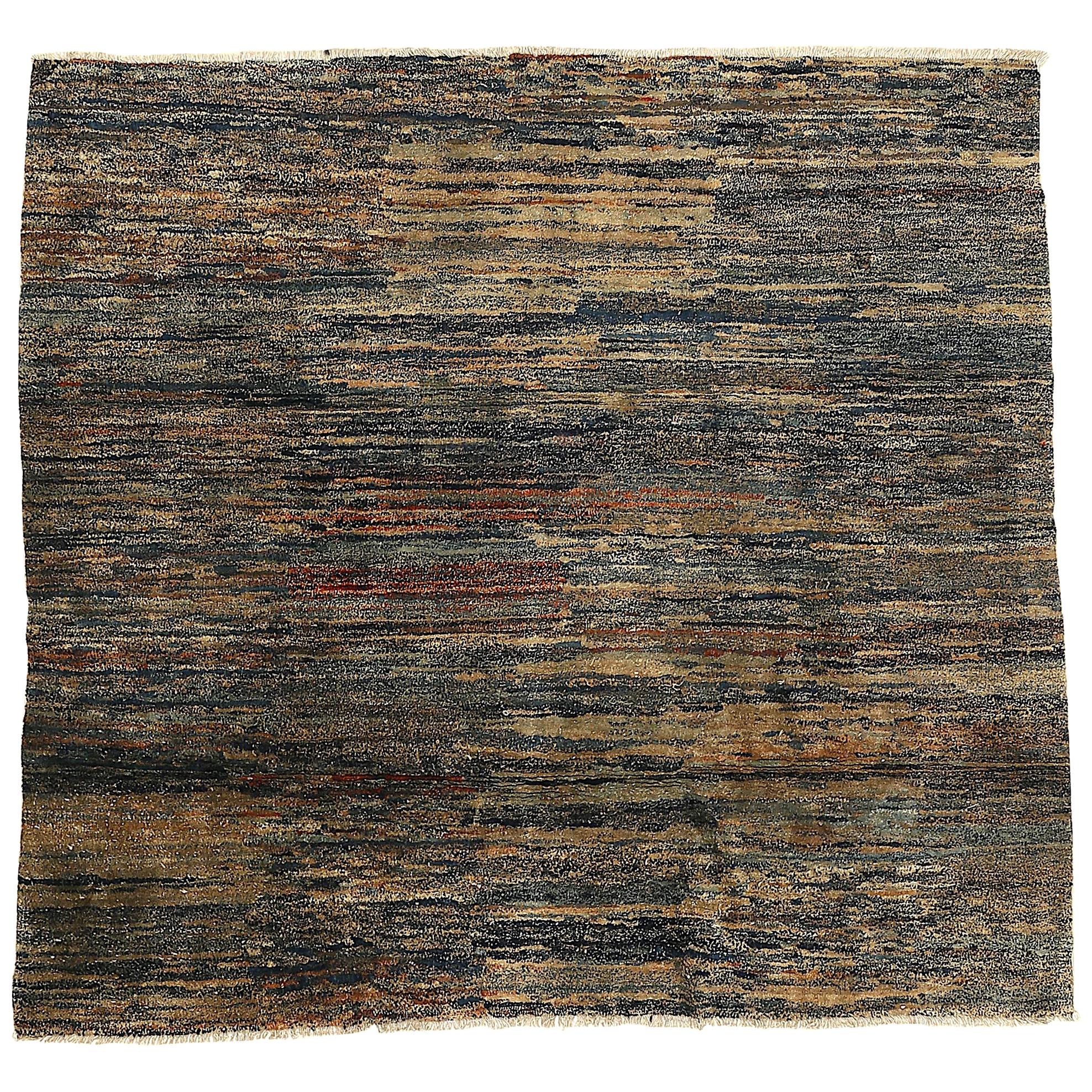 Antiker quadratischer chinesischer Teppich mit abstraktem Design