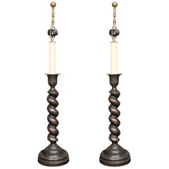 Vintage English Barley Twist Table Lamps