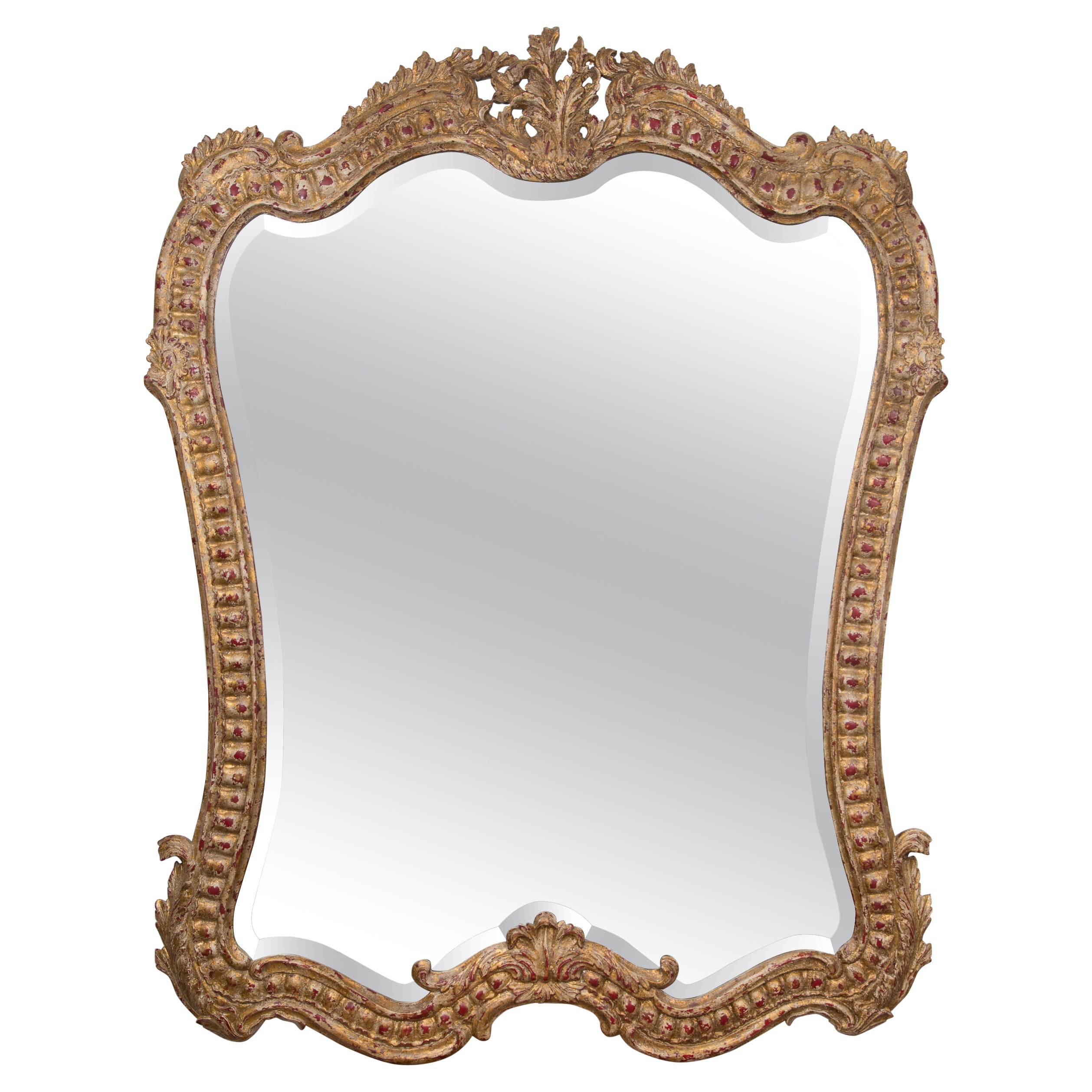 Magnifique grand miroir italien en bois doré 