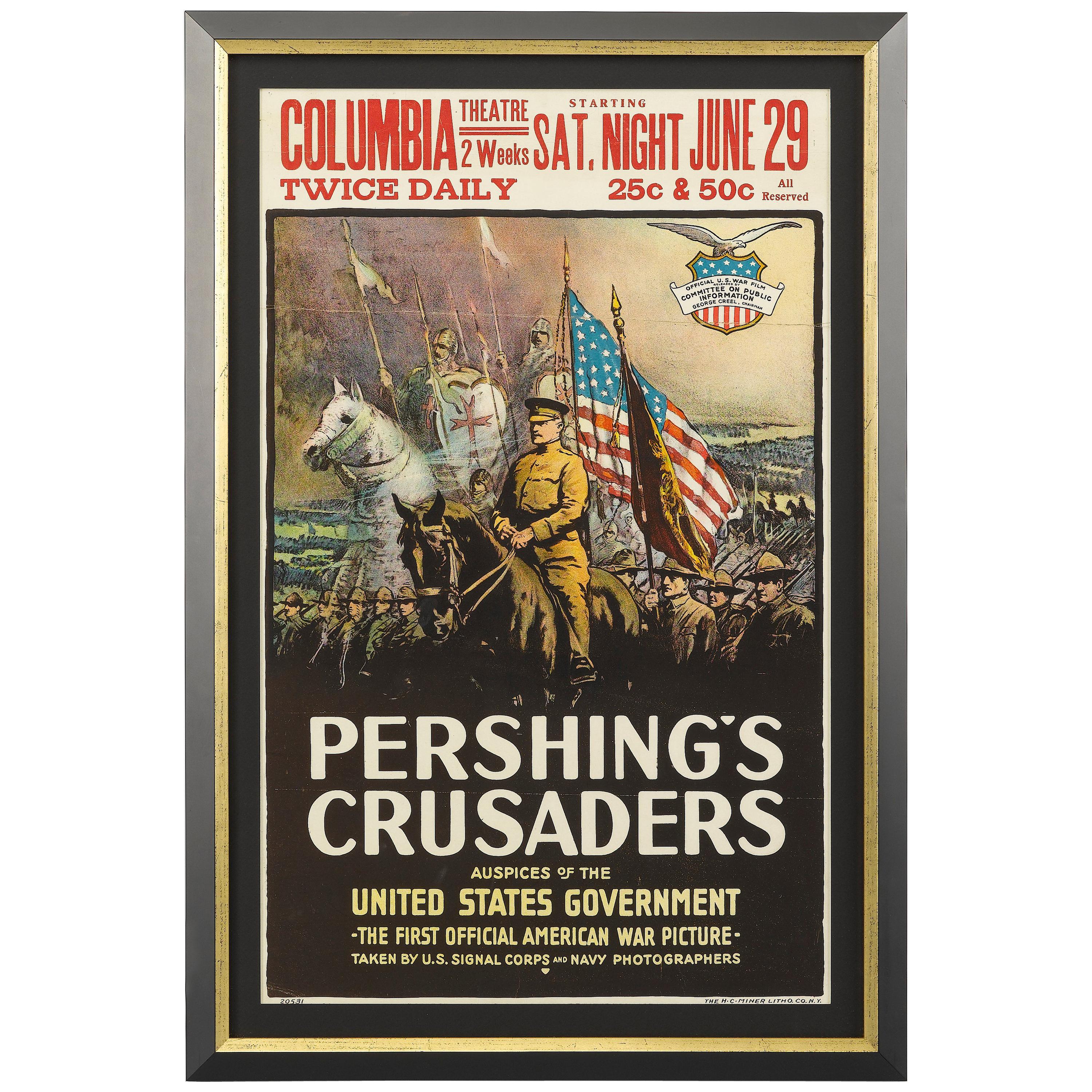 "Pershing's Crusaders" Antique WWI Movie Poster, circa 1918