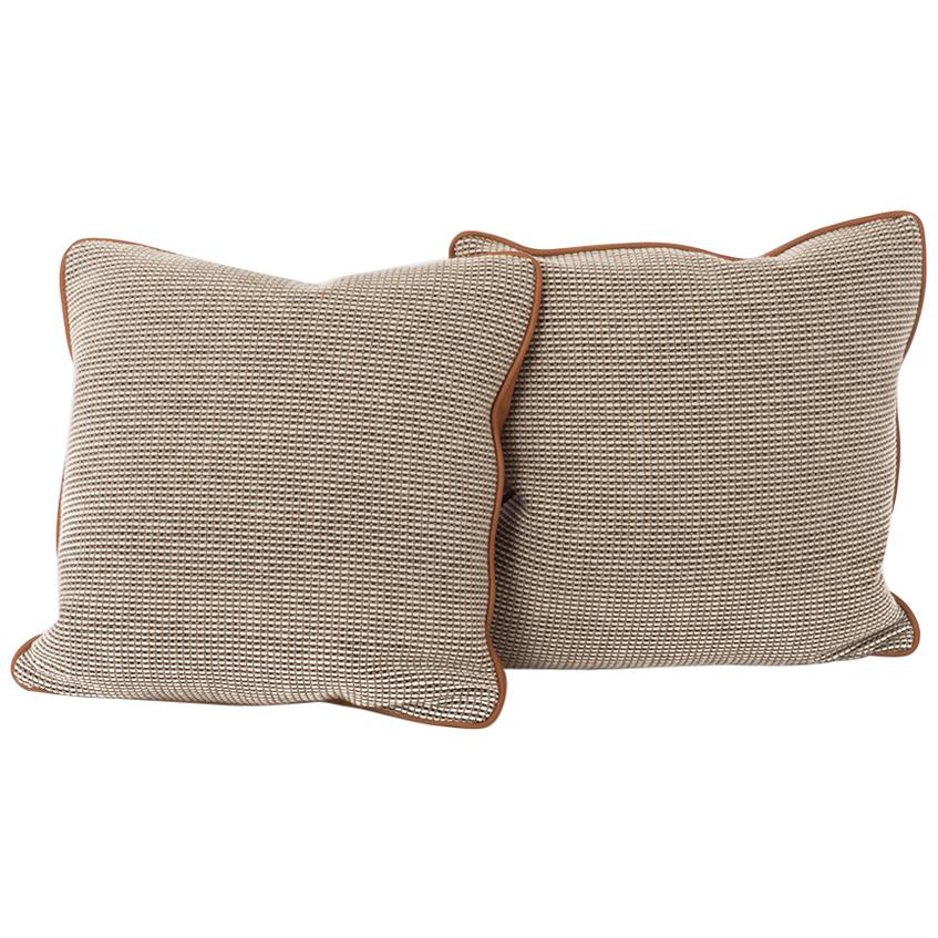 Down Filled Wool and Leather Throw Pillows