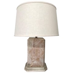 Southwestern Style Cerused White Washed Oak Table Lamp by Sarreid Ltd