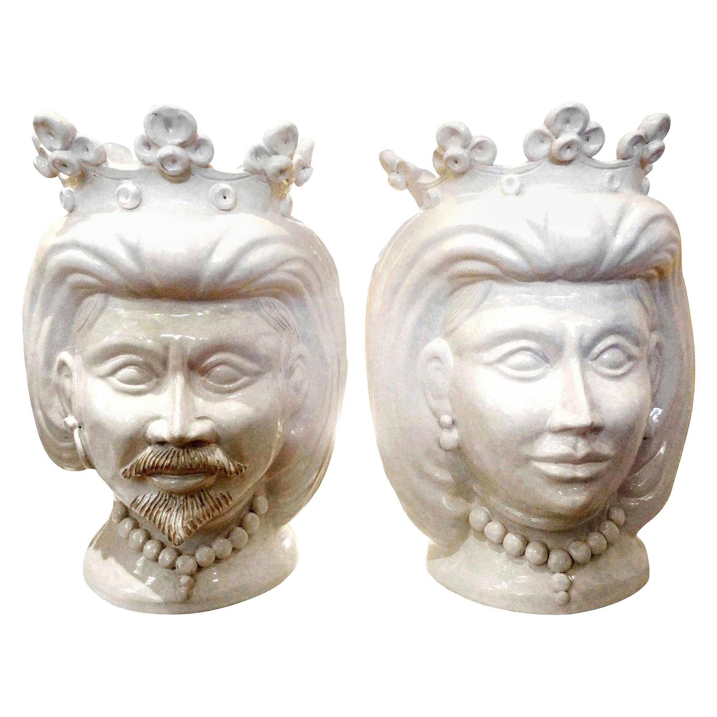 20th Century Italian Sculpture in Glazed Clay Bust of a Roman Woman at