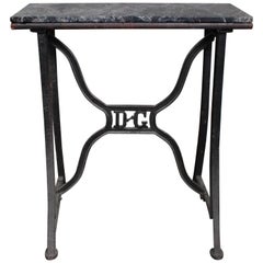French 1920s Industrial Work Table with Marble Surface
