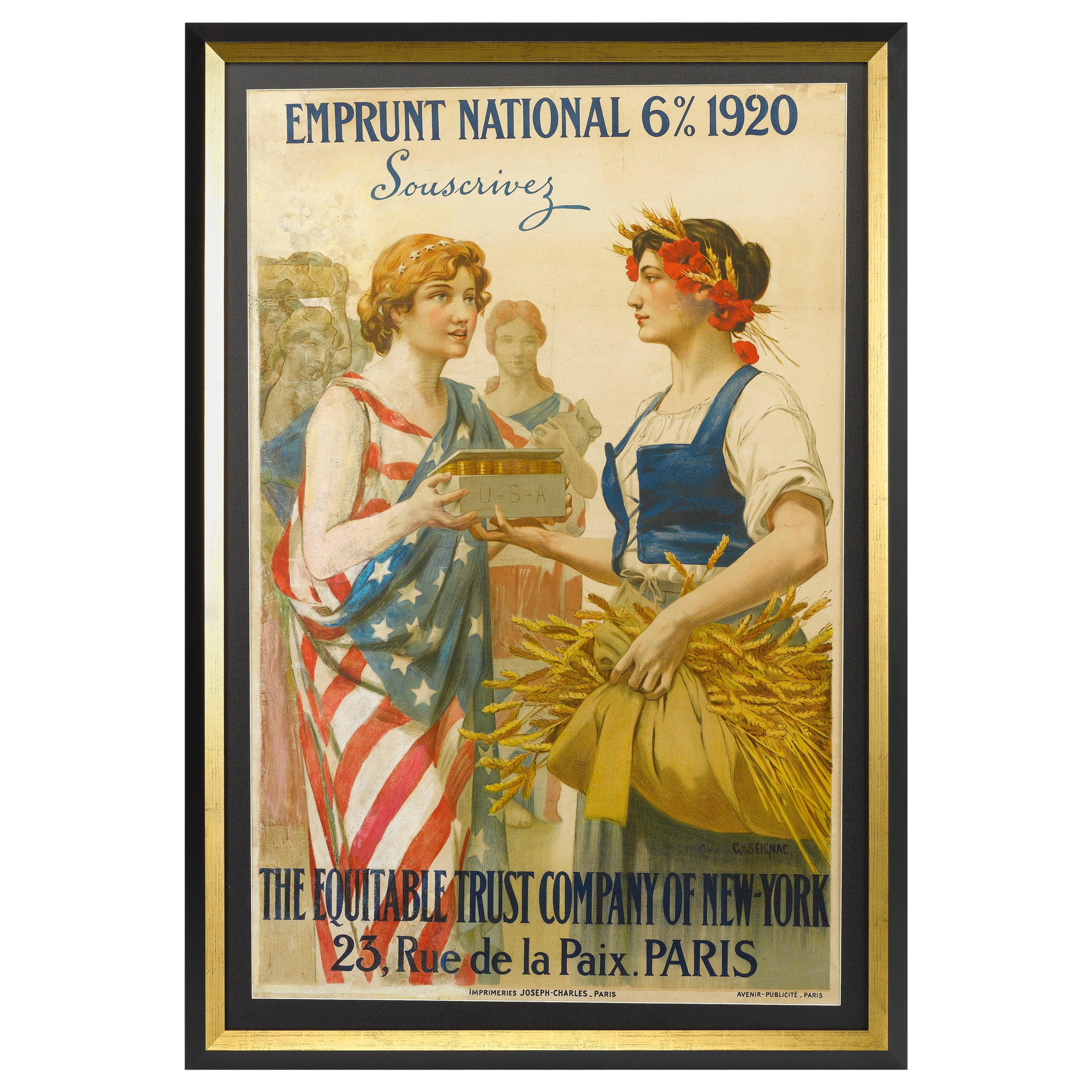 Paris 6% Emprunt National 1920 Poster by G. Seignac, circa 1920