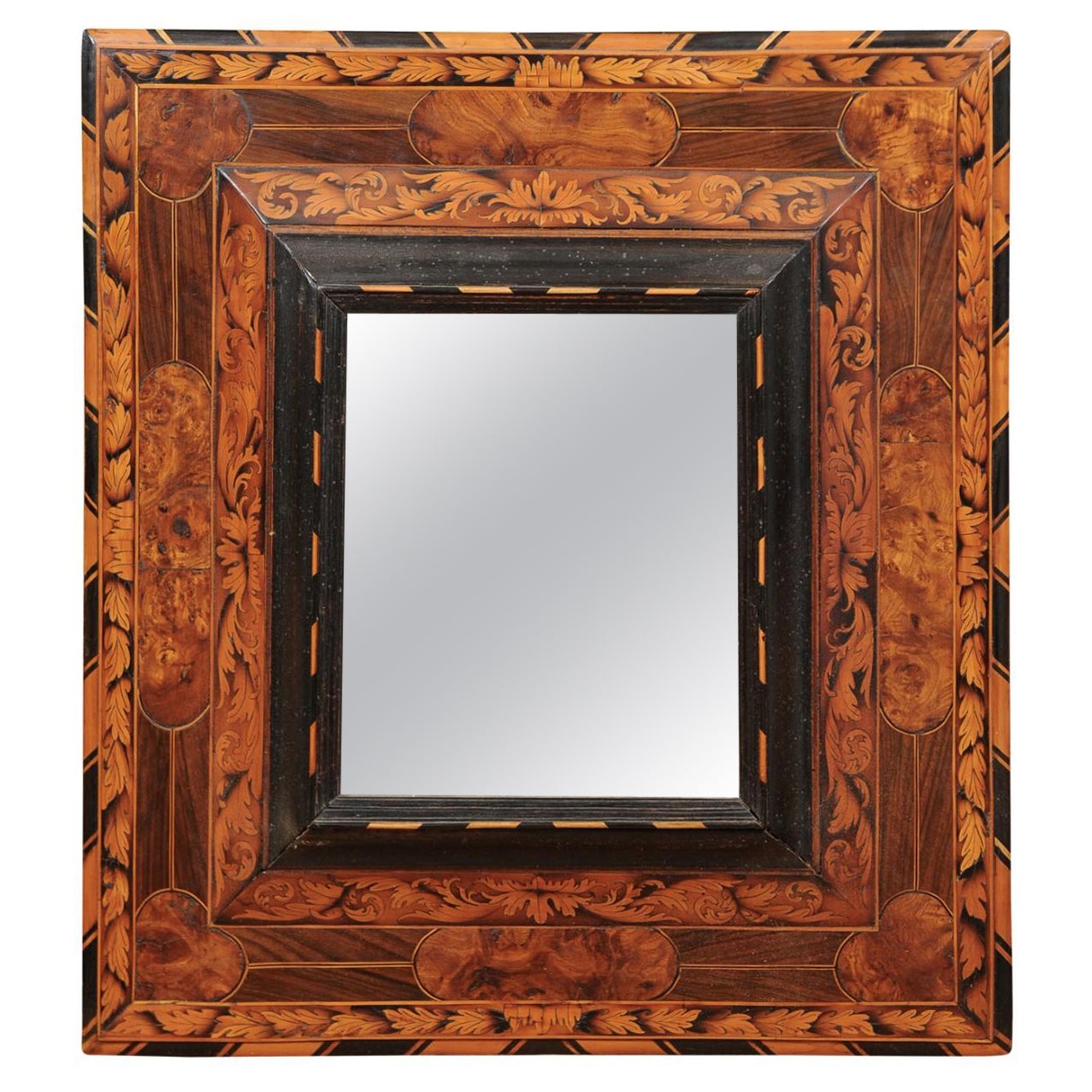 Late 17th Century French Inlaid Marquetry and Ebonized Mirror