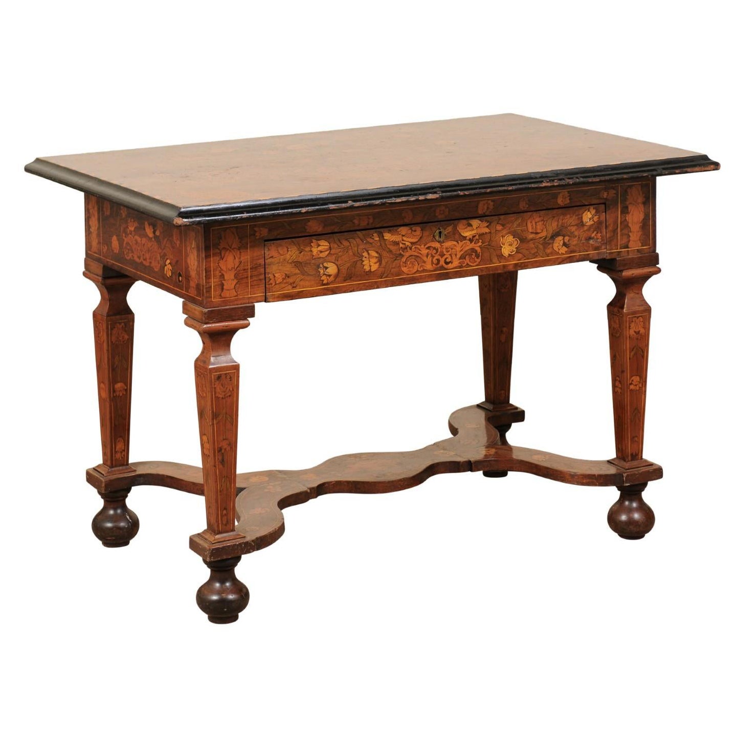 19th Century Continental Marquetry Inlaid Center Table For Sale