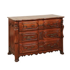 French Louis XV Walnut Commode, Mid-18th Century