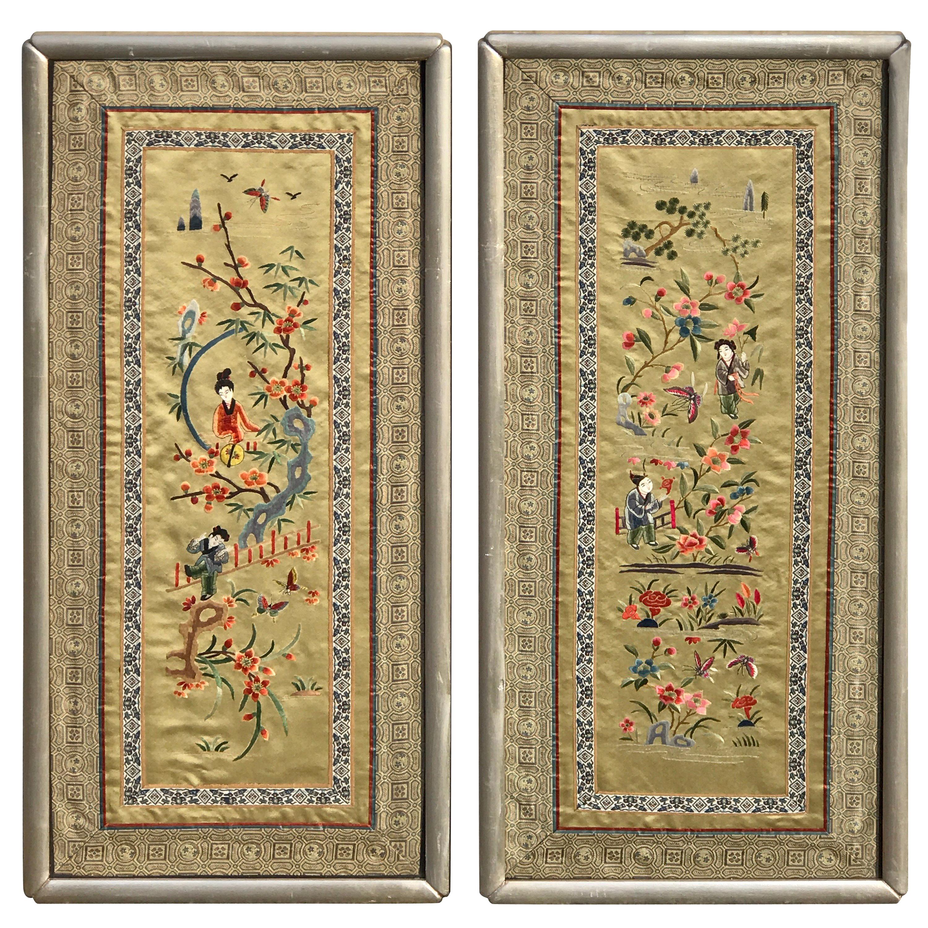 Pair of Chinese Republic Silk Tapestries at 1stDibs
