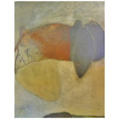 Signed Large Abstract Oil, Wax, and Shellac on Board Painting by Russell DeYoung 11