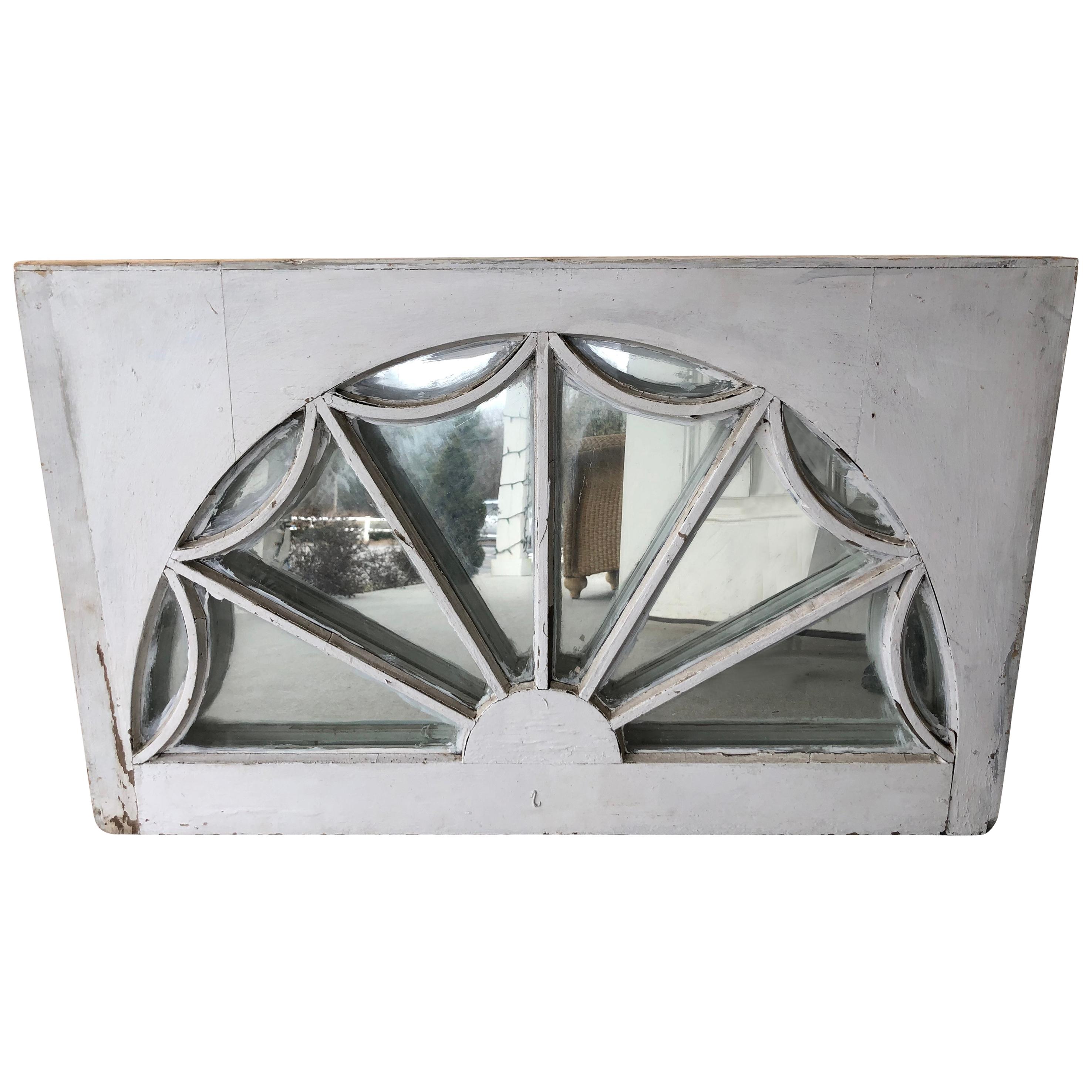 Vintage Federal style Palladium mirrored window. Great piece for that shabby chic household. Great above a mantel or foyer table or above a bed. Chippy paint and rustic wear gives this piece personality. Repaint any color you want if you don't like
