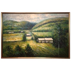 Huge 3.50' x 5' Impasto Plein Air Landscape Oil on Canvas