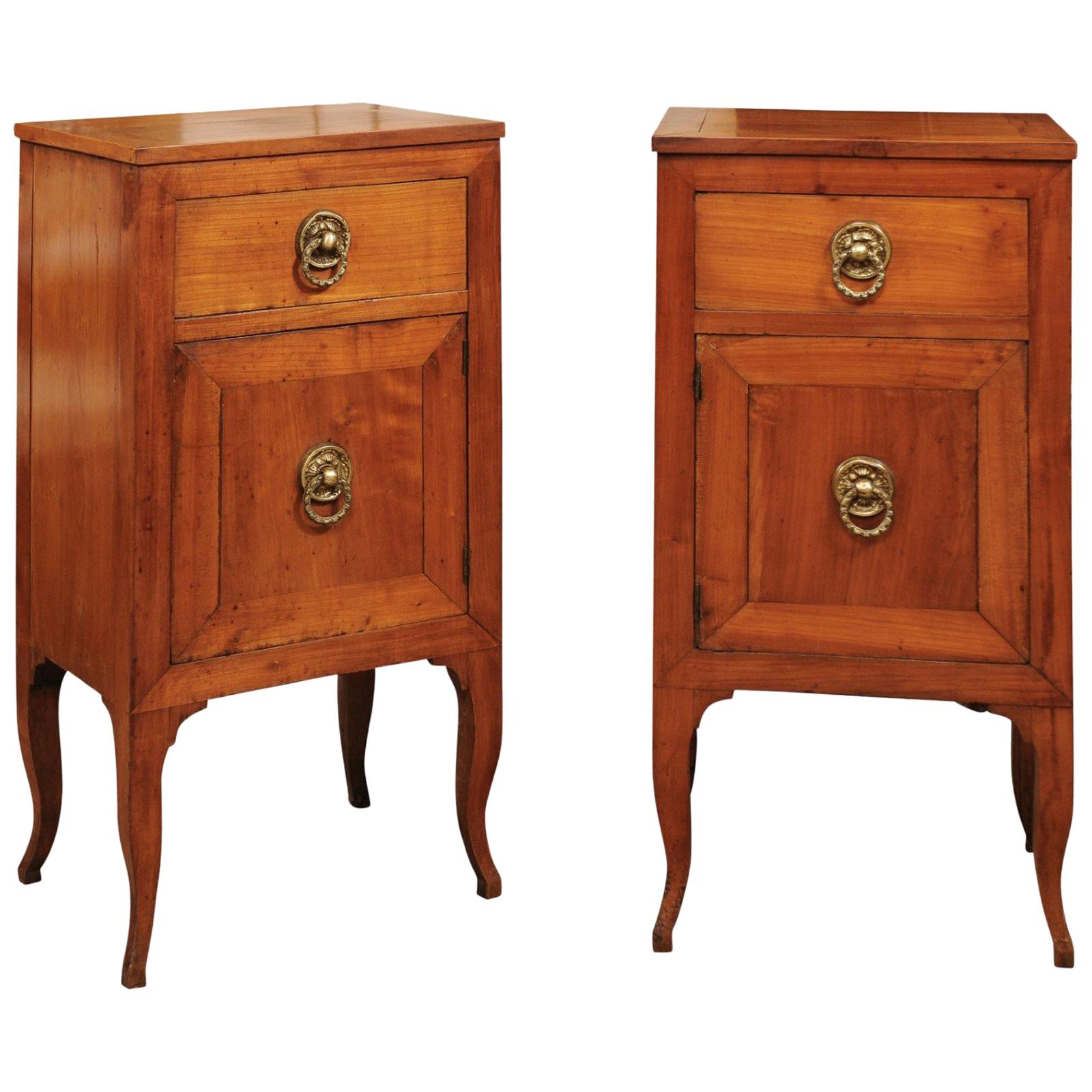 Pair of Early 19th Century Italian Fruitwood Commodini