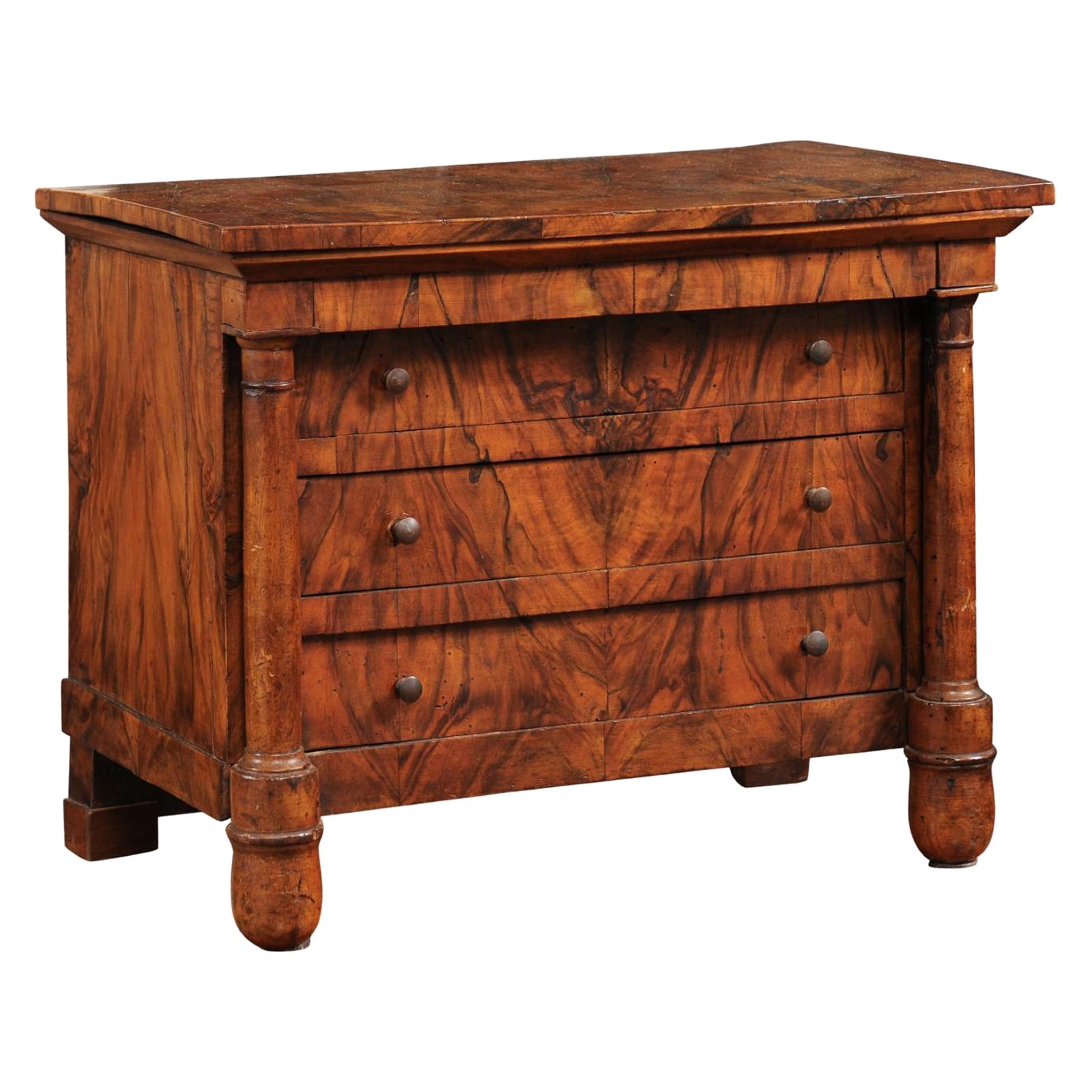 Early 19th Century French Empire Apprentice Commode in Walnut with Lift Top For Sale