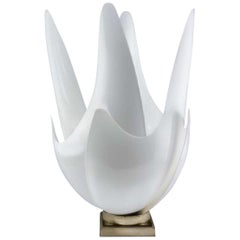 Rougier mid-century Sculptural Tulip Acrylic & Brass Table Lamp, Canada, 1970s  