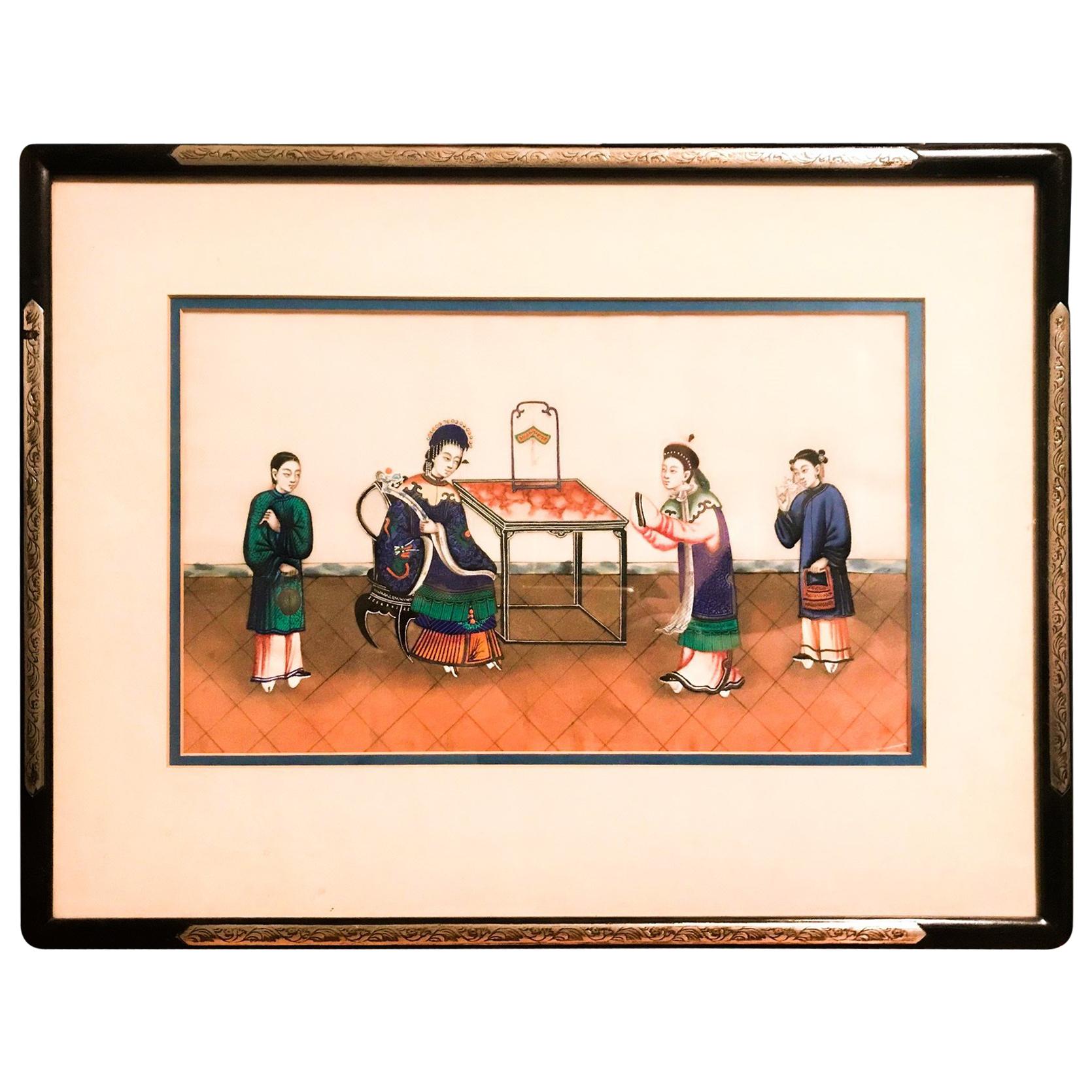 Late 19th Century Chinese Canton School, Framed Pith Paper Export Painting