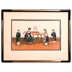 Late 19th Century Chinese Canton School, Framed Pith Paper Export Painting