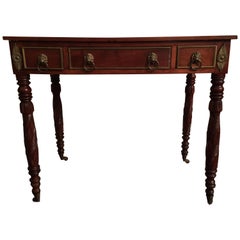 American Empire Writing Table with Carved Acanthus Legs, circa 1840