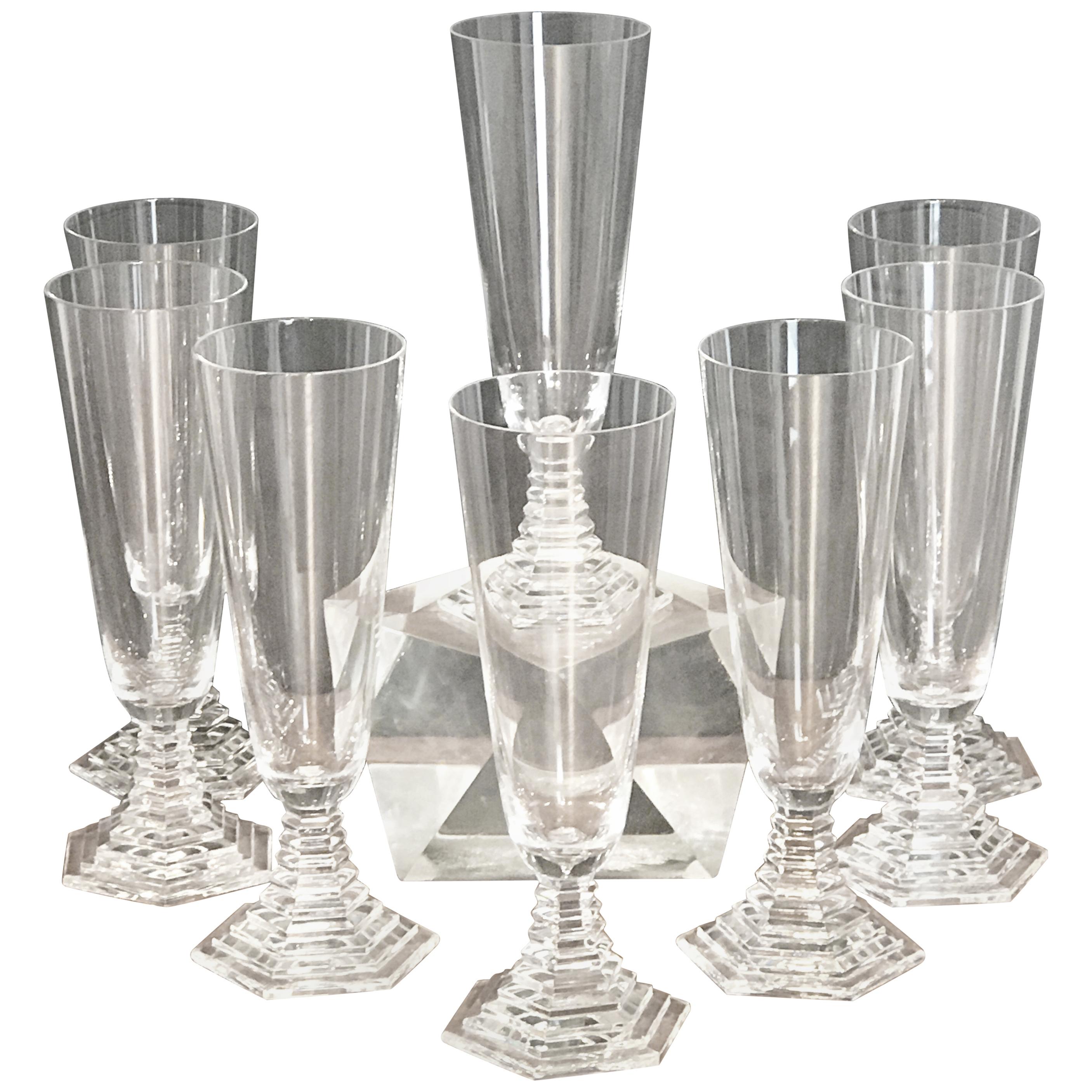 Eight Art Deco Baccarat "Orsay" Champagne Flutes