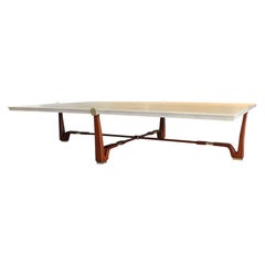 Midcentury Parchment and Brass Coffee Table