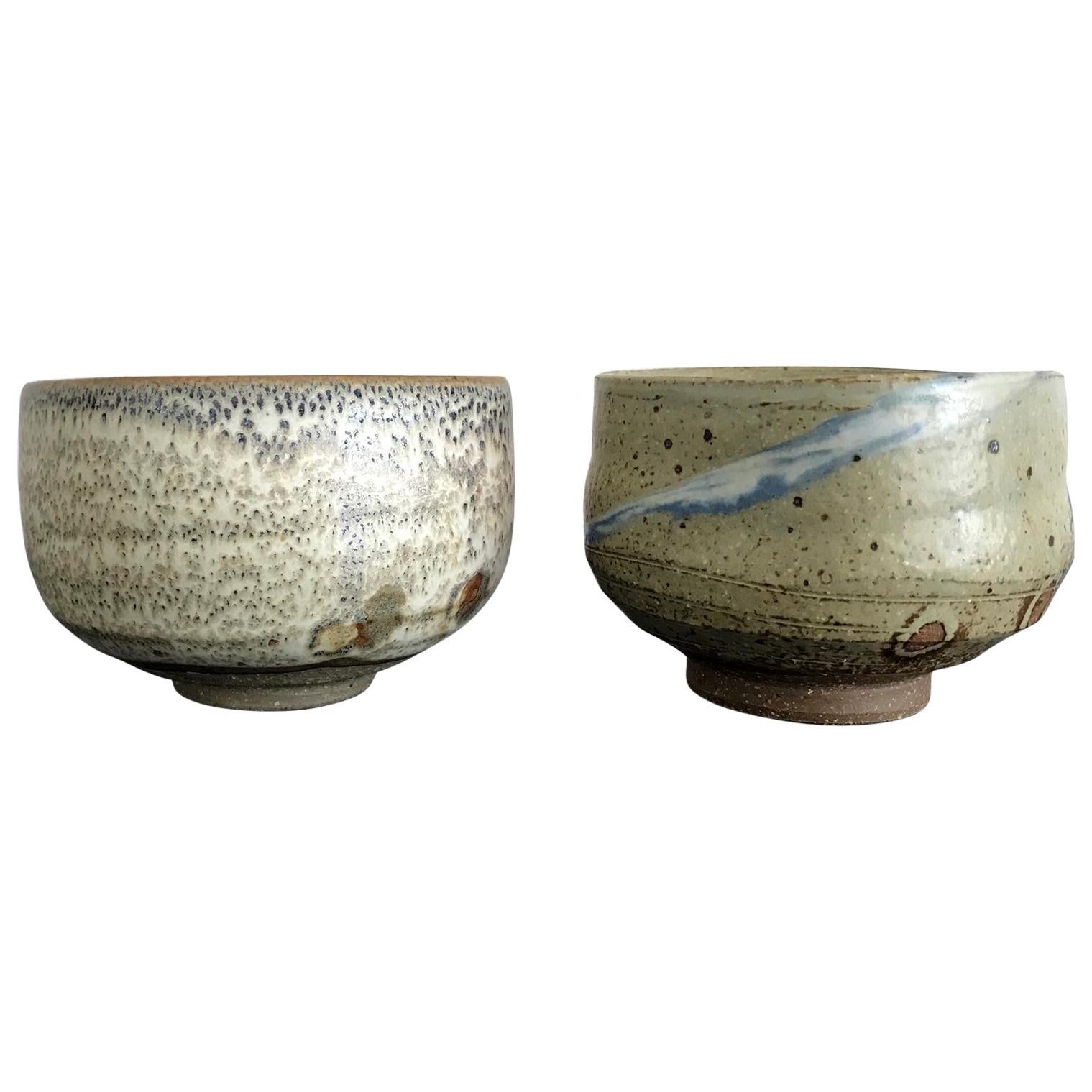 Set of Two Zen Tea Bowls Chawan by Makoto Yabe