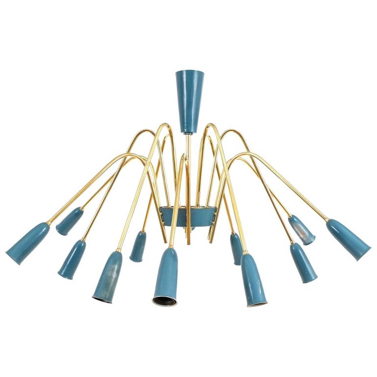 12-Arm Chandelier in the Style of Stilnovo, ca. 1955
