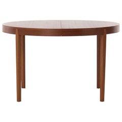 Danish Modern Round to Oval Dining Table with Two Leaves