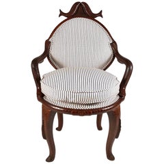 19th Century American Fish Carved Mahogany Armchair