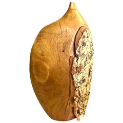 Doug Ayers Signed California Artist Large Organic Wood Turned Weed Vase