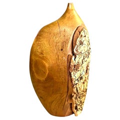 Doug Ayers Signed California Artist Large Organic Wood Turned Weed Vase