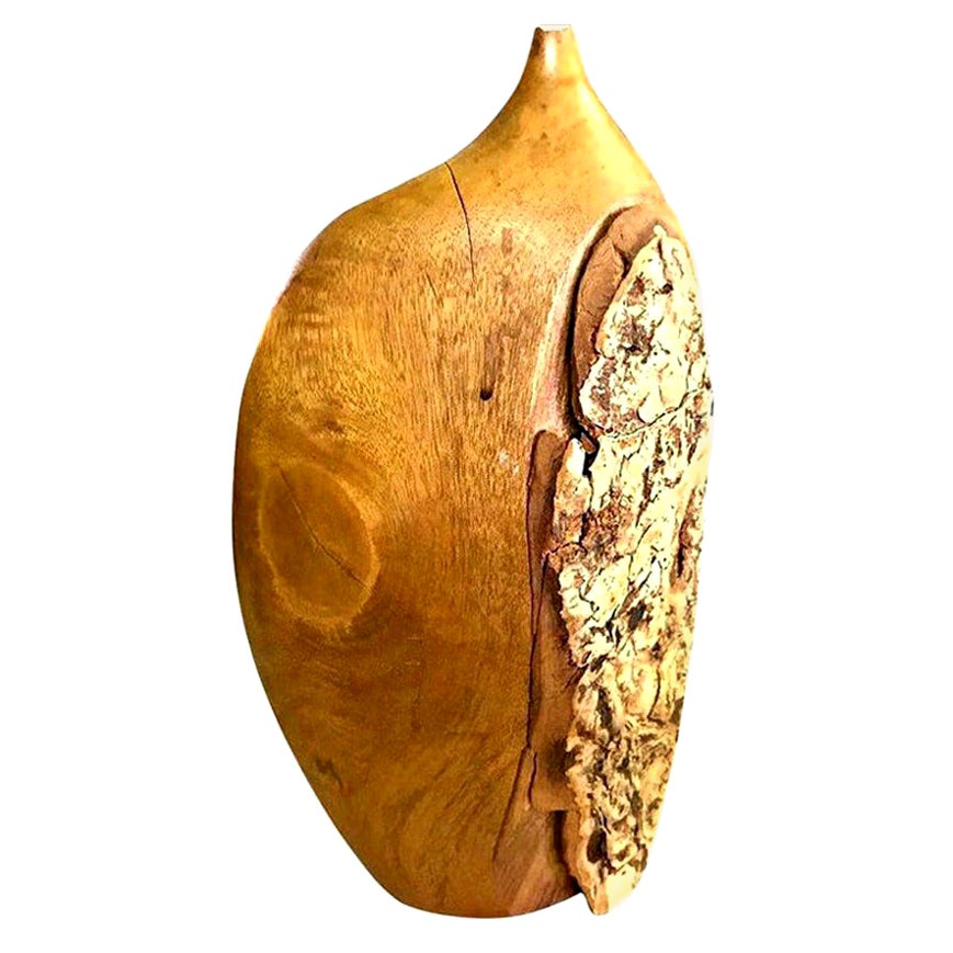 Große Vase aus organischem Holz mit gedrehtem Schilf von Doug Ayers, signiert, Kalifornien