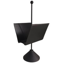 Minimalist Black Italian Magazine Rack by Porada Arredi, 1980s