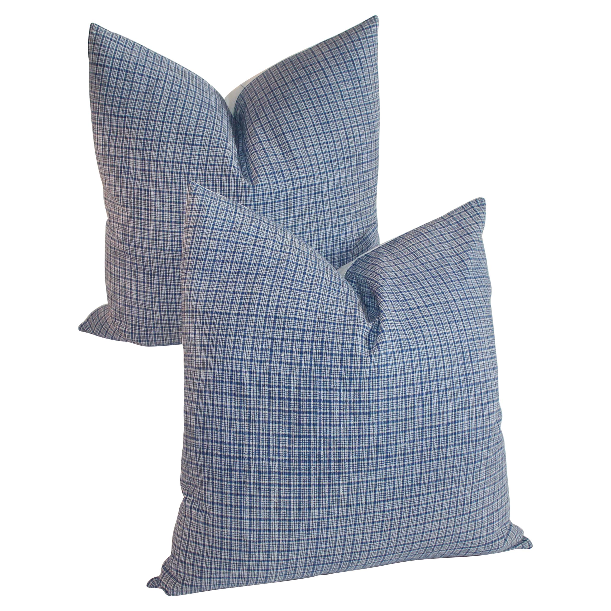 Lino Homespun del XIX secolo  Cuscini, coppia in vendita