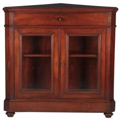 French Louis Philippe Mahogany Corner Display Cabinet, 19th Century